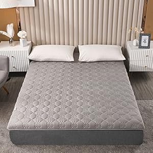Traditionele Japanse Futon-matras, dikke vloer matras slapen Tatami Mat Roll Up Camping matras, draagbare vloer gastenbed, Queen Twin size, grijs, 150 × 200 cm