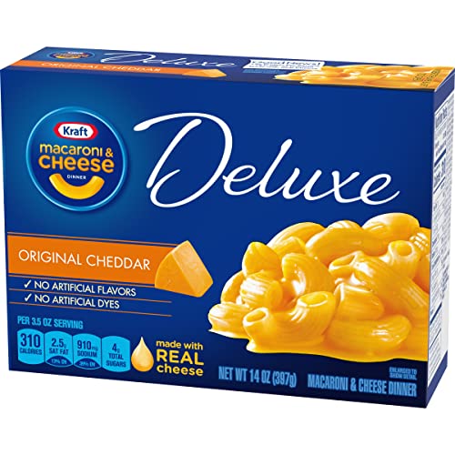 Kraft Macaroni & Cheese Deluxe Dinner, Original Cheddar, 14-Ounce Boxes (Pack Of 8) #TOP2