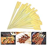 BEJILA 12 Inch Bamboo Wooden Skewers, Thick Natural Semi Point Bamboo Sticks BBQ Caramel Candy Apple...