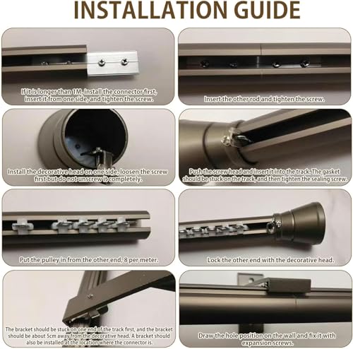 Riel de cortina de aluminio con rodillos silenciosos para dormitorios de 4,9 m 8