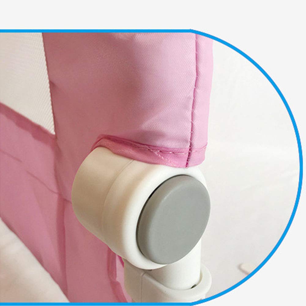 Barandilla de Cama, barandilla de Cama anticaída, Malla Transpirable abatible hacia Abajo, Rosa, 120 cm
