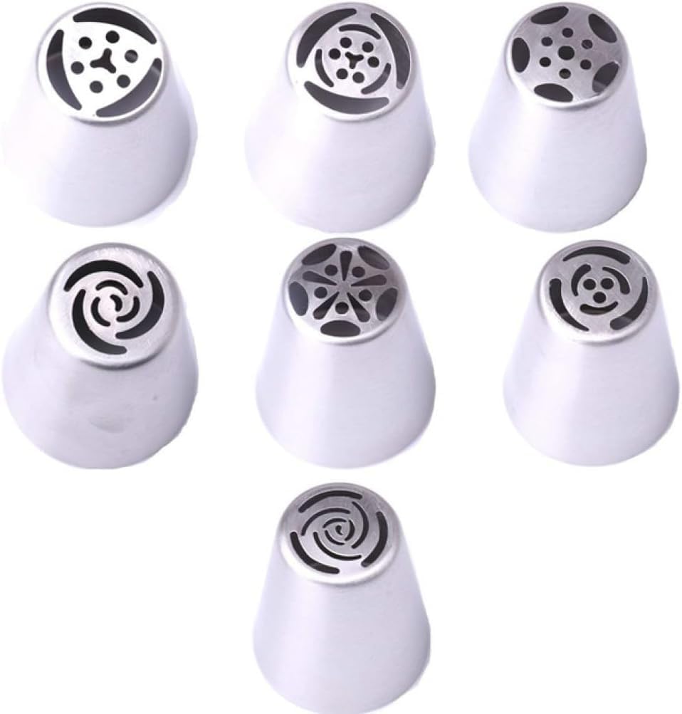Cake Piping Tips Piping Tips Set Icing Piping Tips Set Stainless Steel Russian Nozzle Piping Tips with Silicone Pastry Bag Star Tube Set Portable