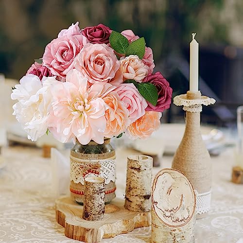 Agirl Rose Artificial Flowers Combo Fake Flowers Pink Roses Silk Flowers With Stems For Diy Bridal Wedding Bouquets Centerpieces Arrangements Table Party Baby Shower Home Decor  thumb #6