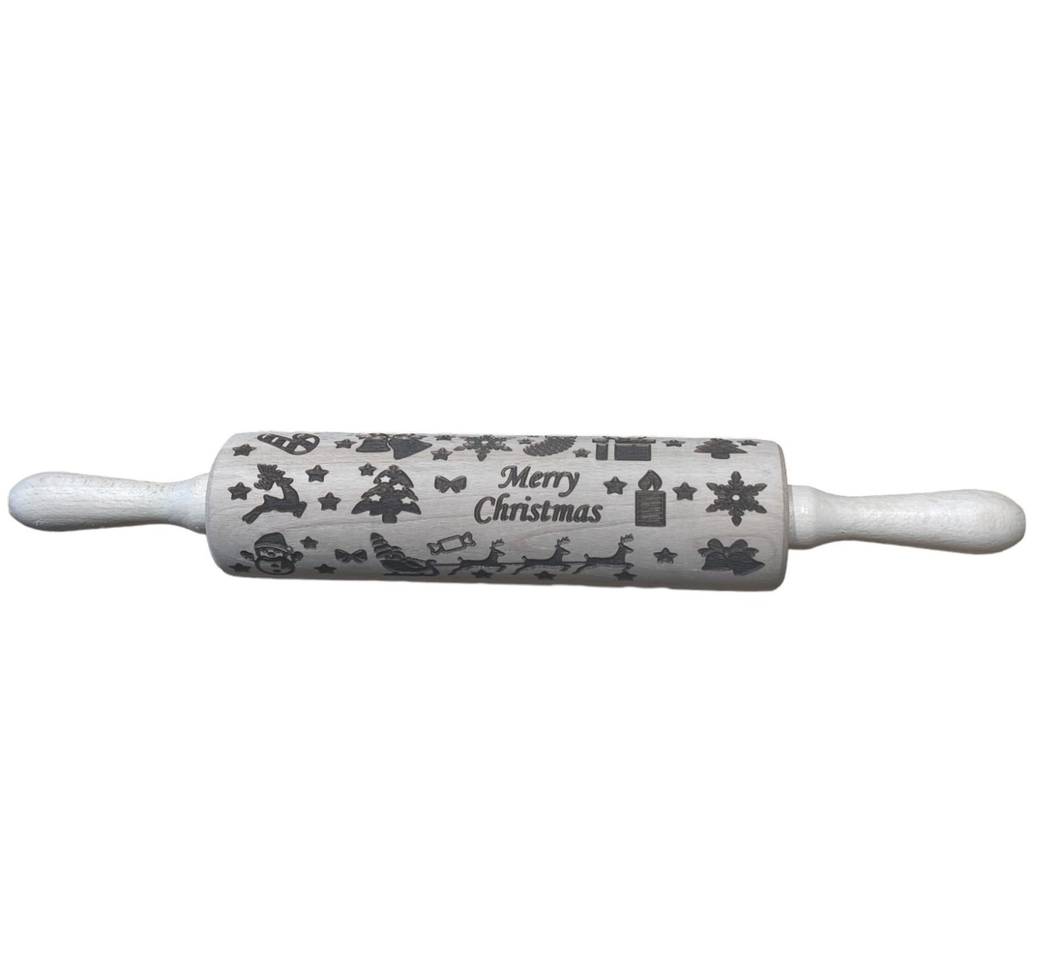 Efo Mattarello In Rilievo Con Motivo Cervi E Cuori - 40 Cm - Rullo Decorativo Per Pasta, Argilla E Ceramica Fatto A Mano