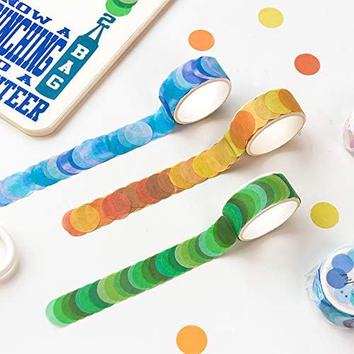 GLAITC Washi Tape Set,6/8 Rolls Dot Washi Tape Stickers 600/800 Pieces Dots Stickers 14mm Width Decorative Tapes Masking Tape for DIY Scrapbooking Stickers Gift Decoration Wrapping (8 Colors)