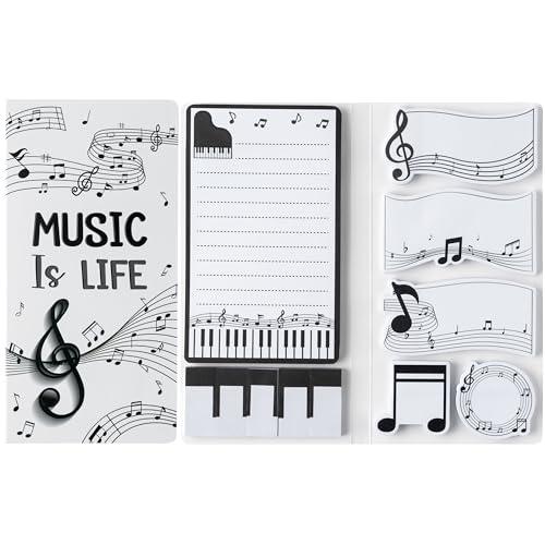 B1ykin Cute Sticky Notes Set - Music is Life Self-Stick Notes Pad, 550 Sheets Writing Memo Pages Sticky Notepad for Teacher Appreciation Gifts, School Office Party Favors Supplies (Musical Note)