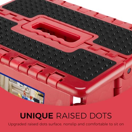 Image of ACKO Folding Step Stool - 13 inch Height Premium Heavy Duty Foldable Stool for Kids and Adults, Kitchen Garden Bathroom Stepping Stool (1 Pack) Dot Red