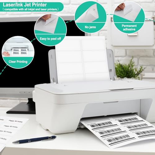 L LIKED 30 Sheets 10 per Page Label Papers, 2 x 4 in Shipping Address Mailing Labels, Printable White Sticker Labels for Inkjet & Laser Printer - Matte image 2