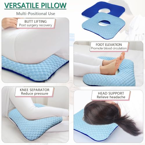 Image of Anti-Bedsore Cushion, Donut Pillows, Pressure Ulcer Cushions, Pillow Tailbone Pain Relief Mat, Soft Pad of Bed Sores for Seniors,Post-Surgery,Pregnant,Hemorrhoids(Blue Pack of 1)
