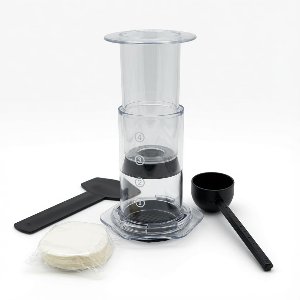 Cafetera Aire, prensa de café manual 3 en 1, portátil, transparente, para espresso, americano y cold brew, fácil de limpiar, ideal para camping y viaje | Prensa Francesa, V60, Espresso, Sin sedimentos ni amargor, Portátil para camping y viaje