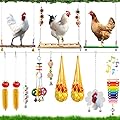 Hipykat 13 Pack Chicken Toys for Coop Accessories - Chicken Xylophone Toy, Chicken Mirror, Chicken Ladder Bridge, Coop Swing, Vegetable Hanging Chicken Feeder, Chewing Foraging Toys, Gifts for Hens