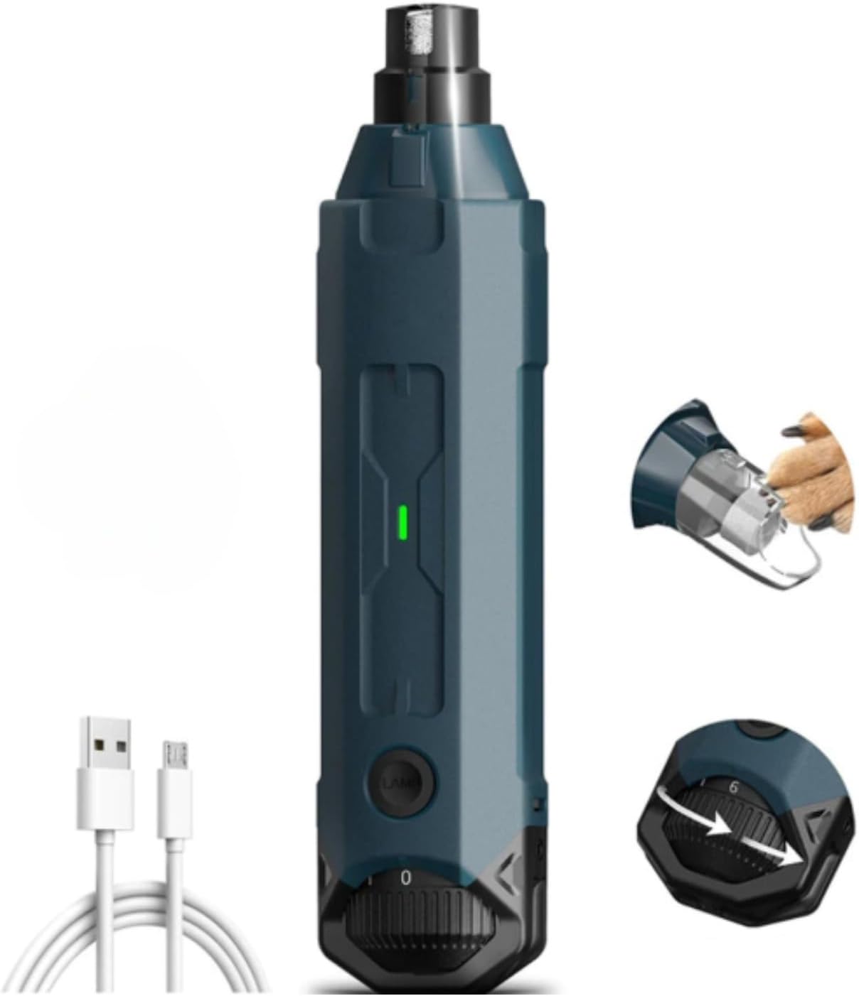 pawyzie Dog Nail Grinder Quiet & Safe for Large Small Dogs & Cats, Rechargeable with Quick Charge ﻿ (Blue*1)