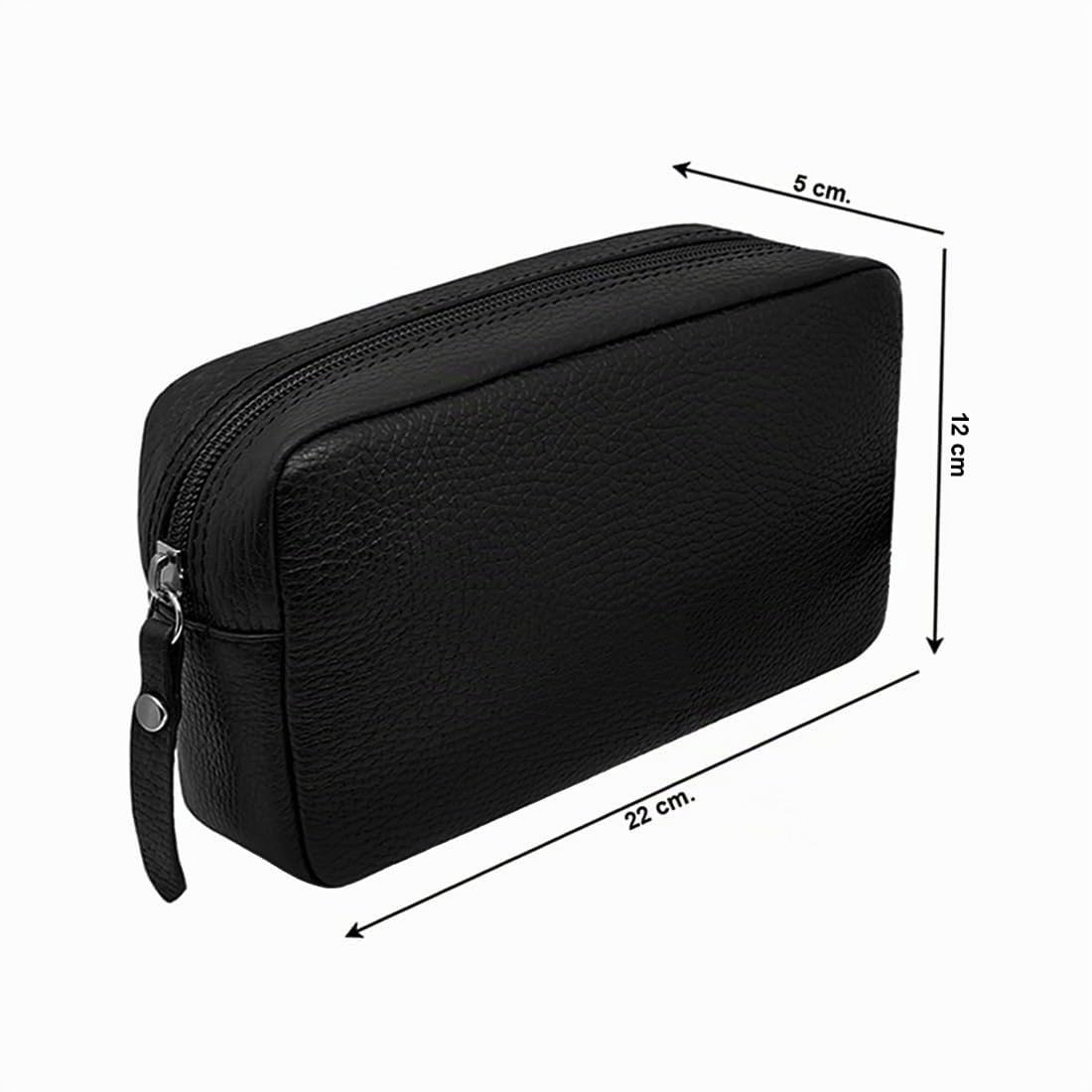 FAST WORLD SHOPPING Bolso de muñeca de piel auténtica, bolso de hombre con asa extraíble, riñonera de mano fabricada en Italia, bolsa con asa bajo los brazos, oficina, viaje casual, 22 x 12 x 5 cm
