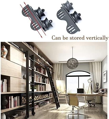 Retractable Rolling Ladder Hardware Kit with Brakes, Carbon Steel Sliding Track for Indoor Library, Home Study, 16.4ft (500cm) - Durable & Easy to Install