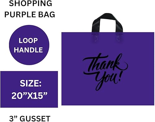 Miniatura 4 de Bolsa grande de mercancía de 20 x 15 pulgadas (60 unidades) con asa de lazo, bolsas de boutique brillantes con refuerzo inferior de 3 pulgadas y