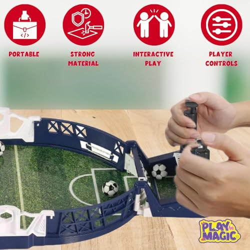 PlayMagic Mini Tabletop Football Board for Kids | Indoor 2-Player Foosball Toy | Desktop Pinball Soccer for Preschoolers & Adults | Interactive Family – 58 x 27 x 13 cm - Image 4 thumbnail