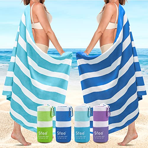 Sfee 2 Pack Microfiber Oversized Beach Towel, Quick Dry Towel Travel Towel Camping Towel Super Absorbent Compact Lightweight Sports Towel Gym Towel For Beach,Gym, Hiking, Pool, Backpacking, Bath, Yoga #TOP4