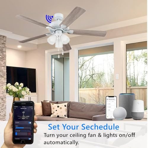 Image of Smart Wi-Fi Ceiling Fan Remote Control Kit, 3 Fan Speed & Light Dimmer,Compatible with Alexa & Google Home Smart Life APP