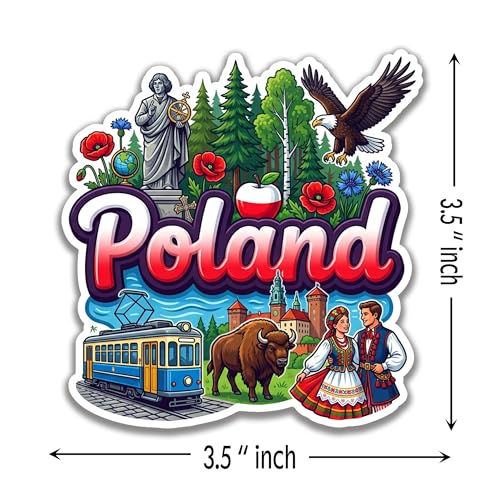 Image of Poland Fridge Magnet - Glossy Engineered Wood Magnet, Precision Laser Cut, HD Print, Durable Poland Country Decor Refrigerator Magnet