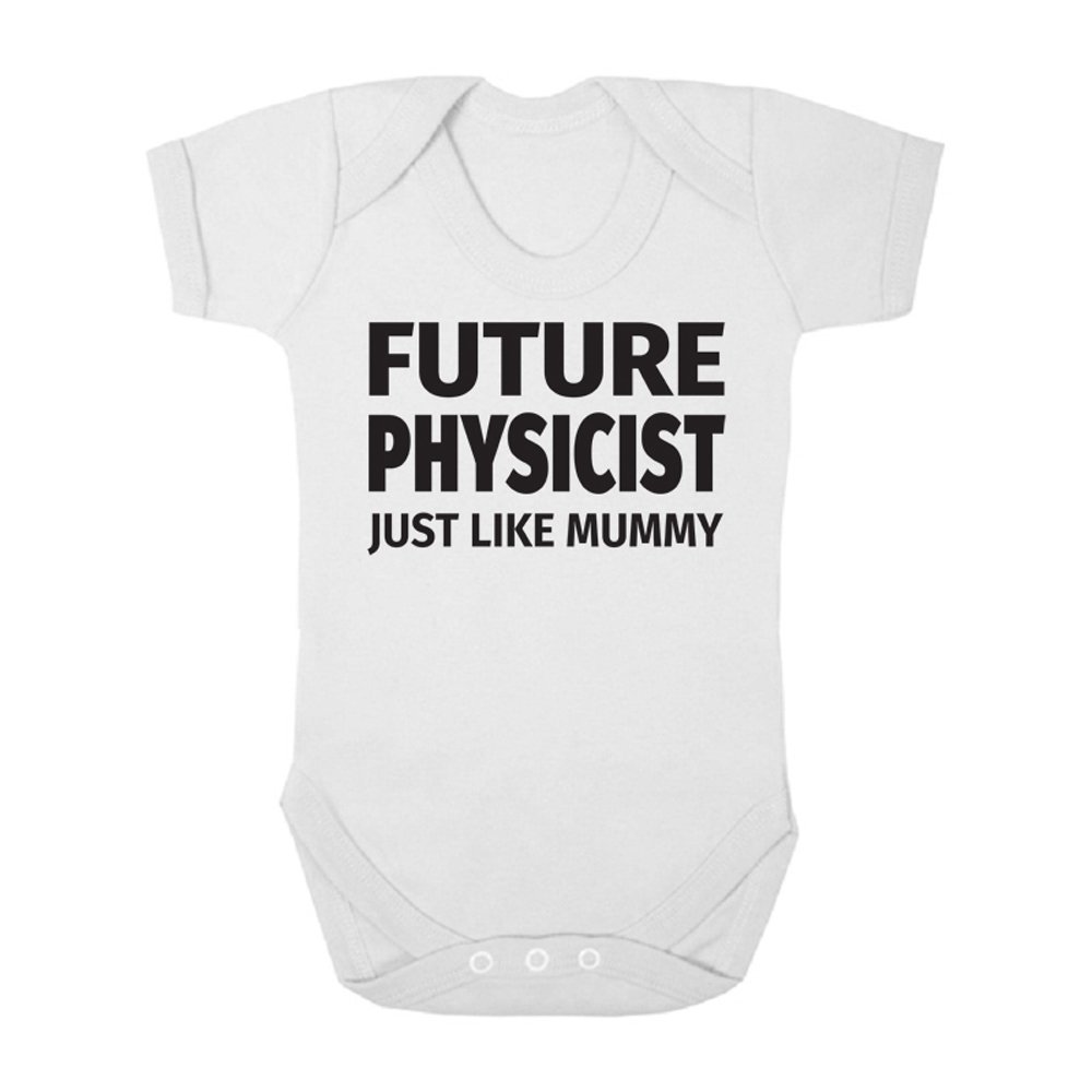 Future Physicist Just Like Mummy Cute Boys and Girls Baby Vest Bodysuit (0-3 Months, White)