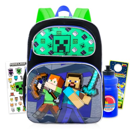 Minecraft Mochila para meninos de 6 a 8 anos - Pacote de 40,6 cm Mochila Creeper para videogame