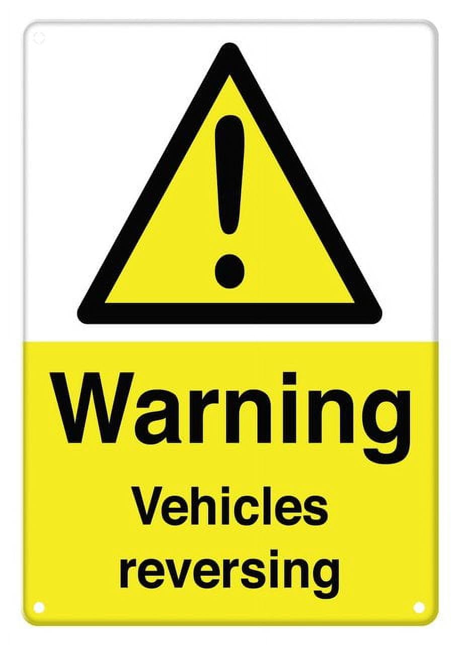 peiyeety Warning Vehicles Reversing Aluminum Tin Sign for Home Kitchen Wall Decor 12X8Inch