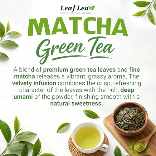 Image of LeafLea Matcha Green Tea Bags, Smooth & Energizing, 40 Foil-Wrapped Bags