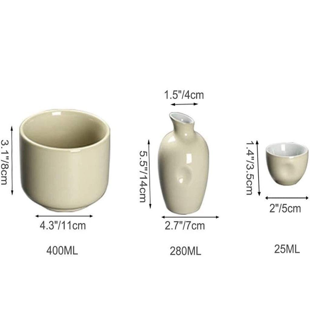 Set da sakè in ceramica in stile giapponese, artigianato tradizionale, 10 secondi, bicchiere da vino in ceramica color crema giapponese (con isolamento) per freddo/caldo/sakè/shochu/tè, il miglior re