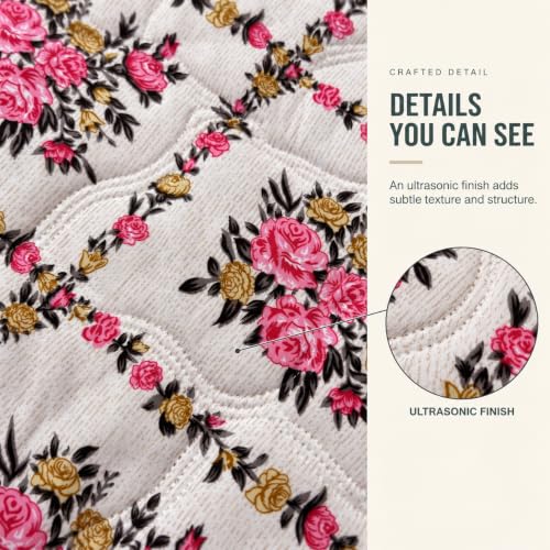 Image of BSB HOME Premium 280 GSM Quilted Comforter, Soft Plush Floral Printed Bedspread, Cozy Warm Reversible Blanket for Bedroom, Elegant Winter Bedding Comforter, 80 x 85 Inches (203 x 215 cm) - Rose Pink