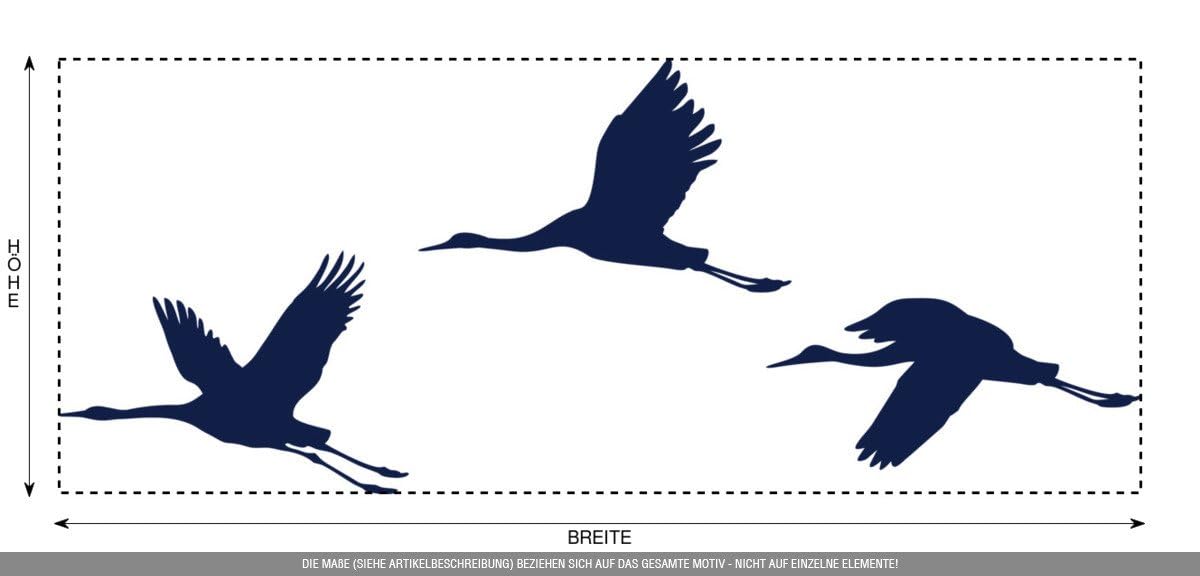 Aufkleber » Kraniche, 260x104,8cm, Metallic Tiefblau • Dekoaufkleber / Autoaufkleber / Sticker / Decal / Vinyl