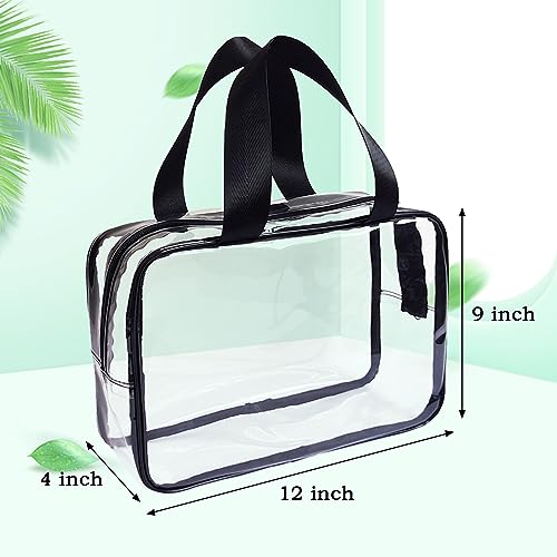 10 Pack Large Clear Cosmetic Bags with Handle PVC Plastic Toiletry Pouches with Zipper Transparent Makeup Bag for Women, Men, Beach, Traveling3
