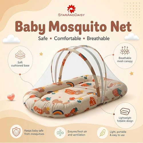 Image of StarAndDaisy 3 in 1 Baby Mosquito net /Nest for Sleeping - Mosquito net for Newborn Baby /Toddler -Soft & Comfortable Bed, Washable Design for 0-12 Months Baby.