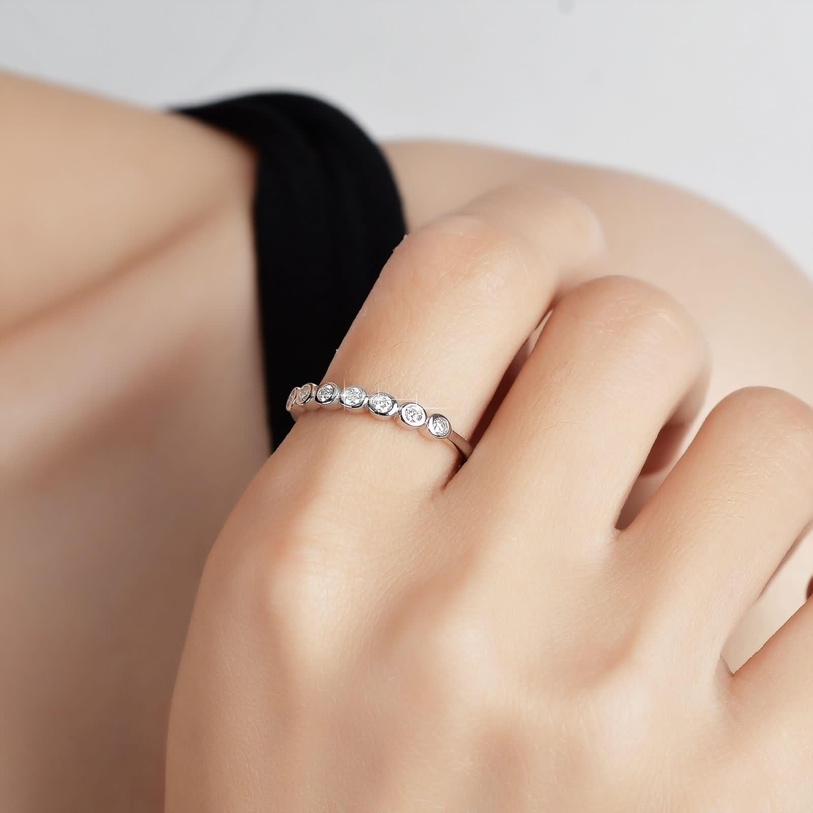 Au 375/585/750 pierścionek zaręczynowy z białego złota, klasyczny pierścionek ślubny z diamentem prawdziwe złoto, białe złoto 9K/14K/18K, rozmiar 47-65