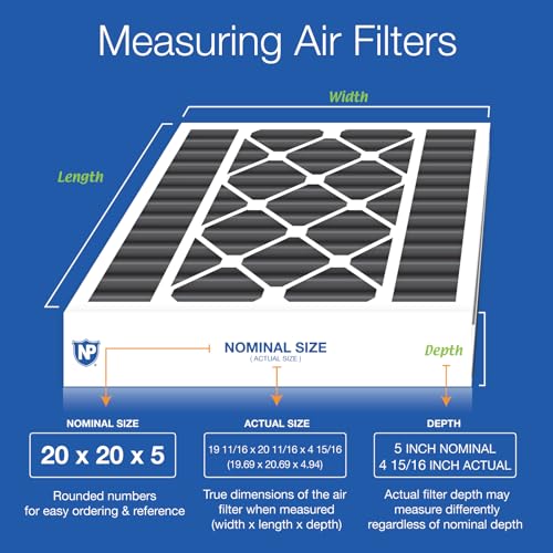 Image of Nordic Pure 20x20x5 Air Bear Replacement Pure Carbon MERV 8 Air Filter 4 Pk | Actual Size: 19 11 /16 x 20 11 /16 x 4 15 /16 Made in USA, Pleated HVAC Odor Filtration, Pet, Cooking & Household Smell Control