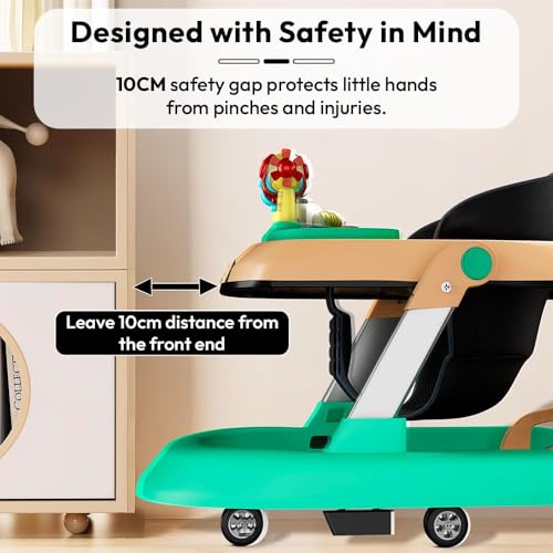 Image of StarAndDaisy Baby Walkers for 6-24 Month Baby Boy Girl /Walker for Kids for 1 Years with Adjustable Height, Musical Tray /Walker for Baby /Kids with Brakes Prevant from Falling (Tiny-Peach-Green)