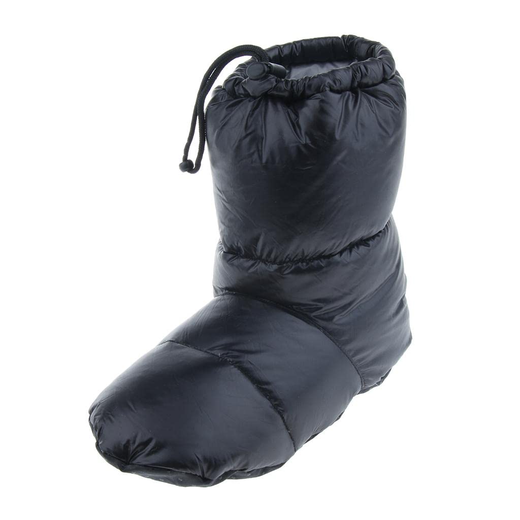 Weiße Gänse Daunen Hausschuhe Winter Warm Campingzelt Fußschuhe, Schwarz m