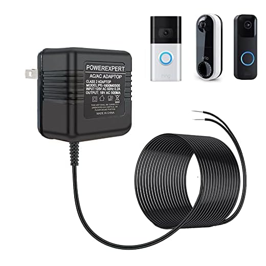 18 Volt 500mA Doorbell Transformer, 26Ft Transformer C Wire Adapter for Most Doorbells, Ring, Nest, Arlo, Eufy, Wyze, SimpliSafe, Google Nest, Zmodo Smart Greet, Skybell August, Blink Video Doorbell.