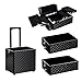 Warmiehomy 4 in 1 Kosmetikkoffer Große Friseurkoffer Kosmetik Trolley Make up Koffer mit Rollen Abschließbarer Schminkkoffer Kosmetikkoffer Damen für Friseure, Visagisten, Nageltechniker Schwarz