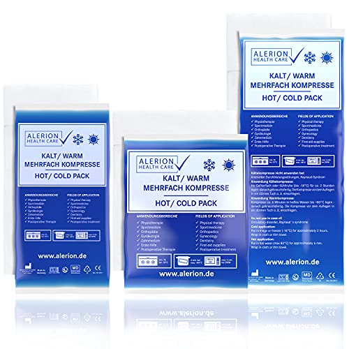 Alerion Cold Warm Compress 3 Sizes Economy Set with Fleece Sleeve Multiple Compress Reusable Microwaveable 3 Piece Set + each size 1 Fleece Sleeve Coolpad Cooling Pads Cover