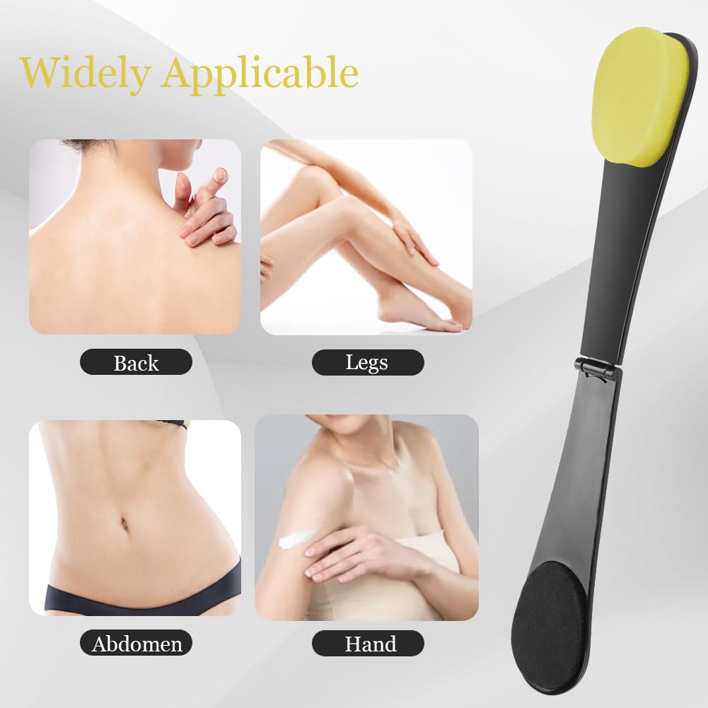 LOPHE Tanning Back Applicator, Applicateur Dos Autobronzant, Applicateur de lotion à manche, Applicateur arrière pour Le Dos des Femmes et hommes, les Zones Difficiles,Jaune