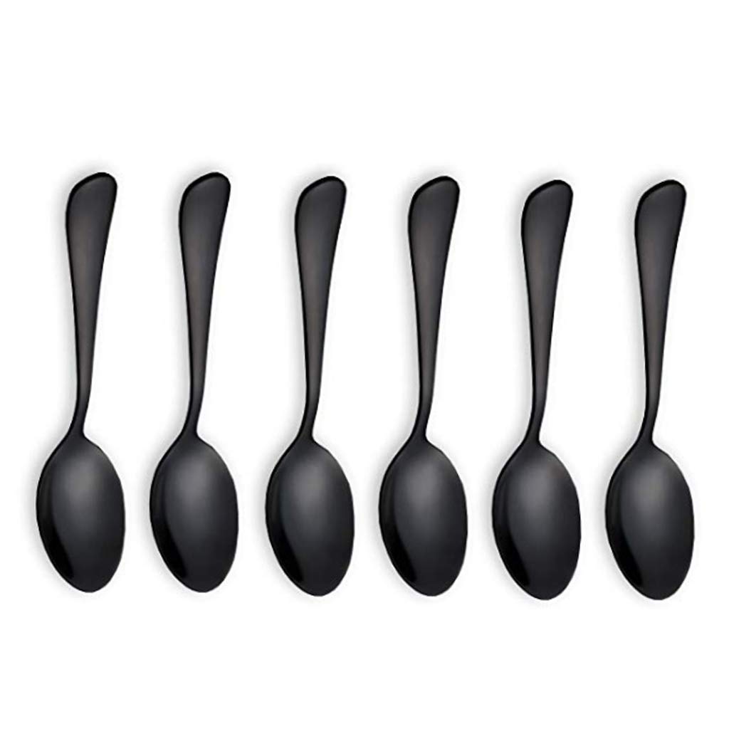 Kuvuiuee Teaspoons Set Of 6, Coffee Spoons/Dessert Spoons, 5.35inch/13.6cm (Black#)