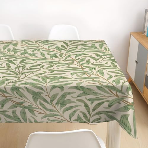 Nappe anti tache rectangulaire en polyester feuilles vertes pour table - 5