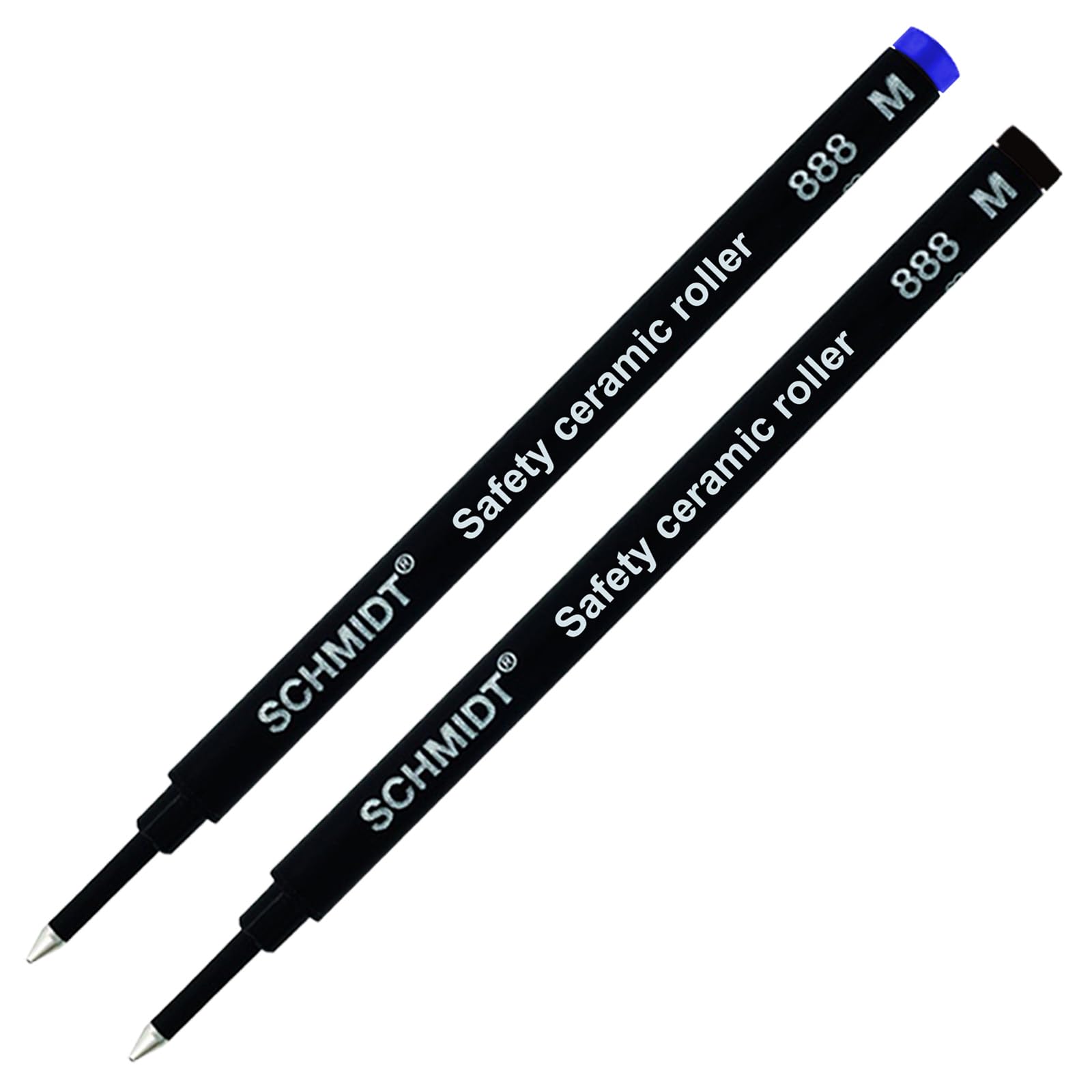 Schmidt 888 Safety Ceramic Rollerball Refill - Black, Blue Ink (Medium Tip 0.7mm) - Pack of 2