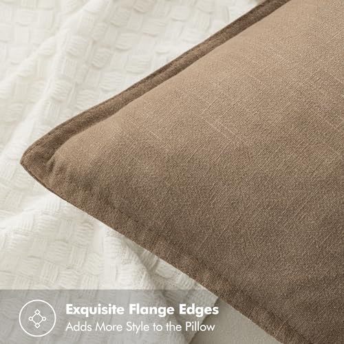Image of MIULEE Decorative Linen Lumbar Pillow Covers 12x20 Inch Khaki Boho Farmhouse Neutral Winter Couch Throw Pillows for Bed Pack of 2 Accent Modern Pillowcase Sofa Livingroom Home Decor