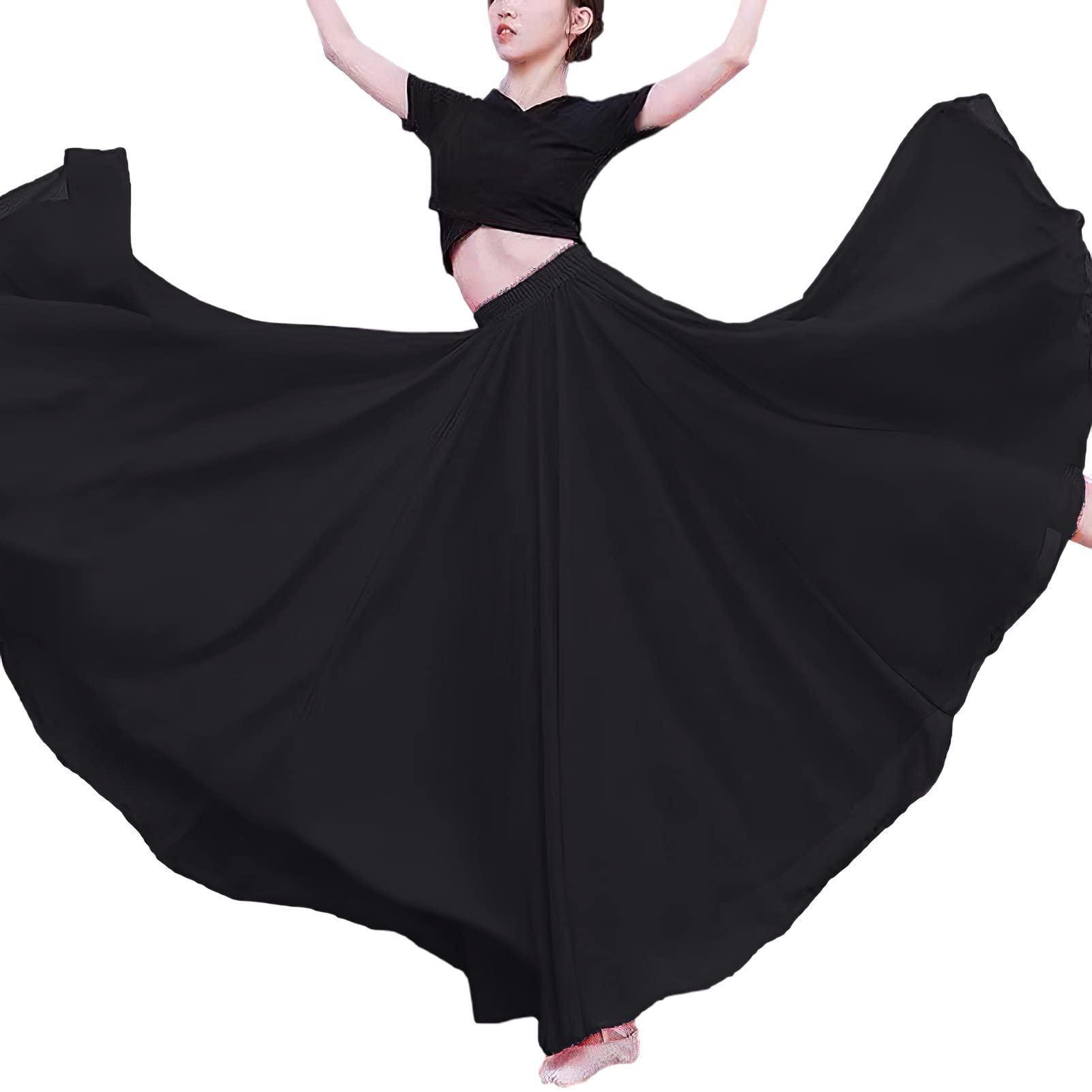 Mujer Chiffon Falda A-Line Longitud Total o del Tobillo Cintura Elástica Plisado Hada Faldas Larga