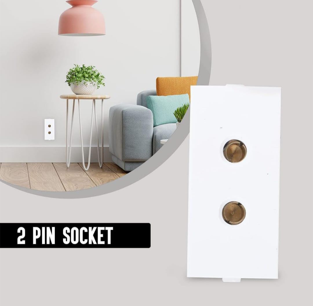 SEER 2 Pin Socket modular 6A 240V AC (Socket 2 PIN) Electrical Switch Socket, Electrical Accessories for Home and Offices White 1