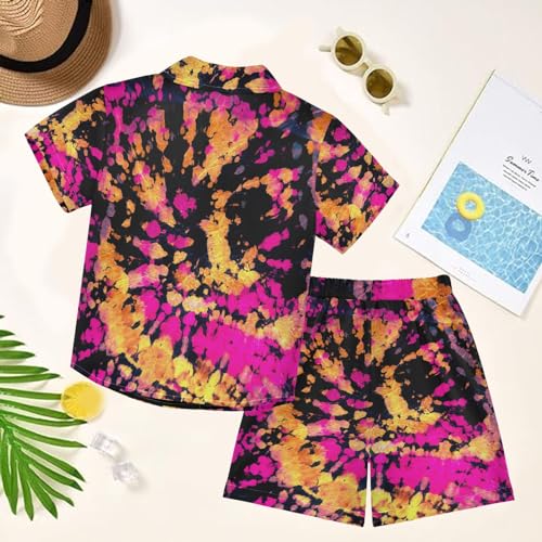 Image of visesunny Boy's 2 Pieces Shirt and Short Set Casual Shirts Short Sleeve Beach Shorts Summer Outfits for 3-10 Years Kids