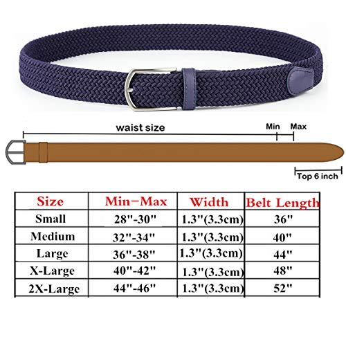 Image of Braided Canvas Woven Elastic Stretch Belts for Men /Women /Junior with Multicolored