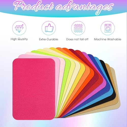 Ptwola 26 peças de adesivos de ferro para reparo de roupas, tecido multicolorido, apliques de jeans,