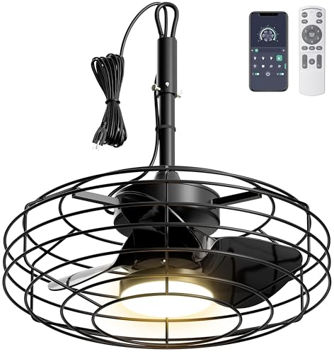 Coolbull Outdoor Ceiling Fans with Light for Patios, 20'' Wet Rated Gazebo Fan Remote&APP Control,...